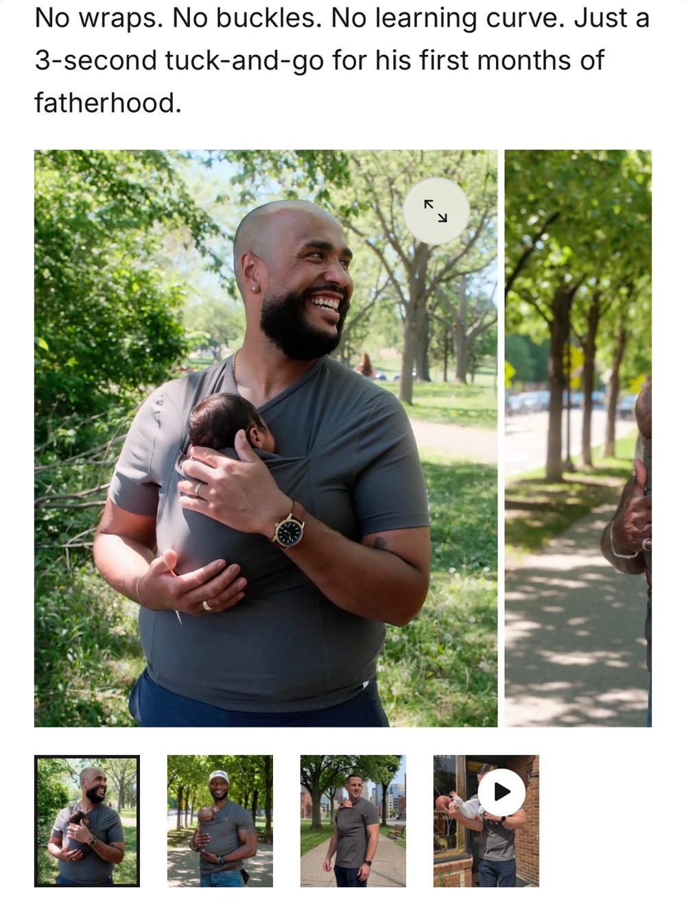 Men's Pocket Tuck Carrier Shirt - Gray Baby wearing